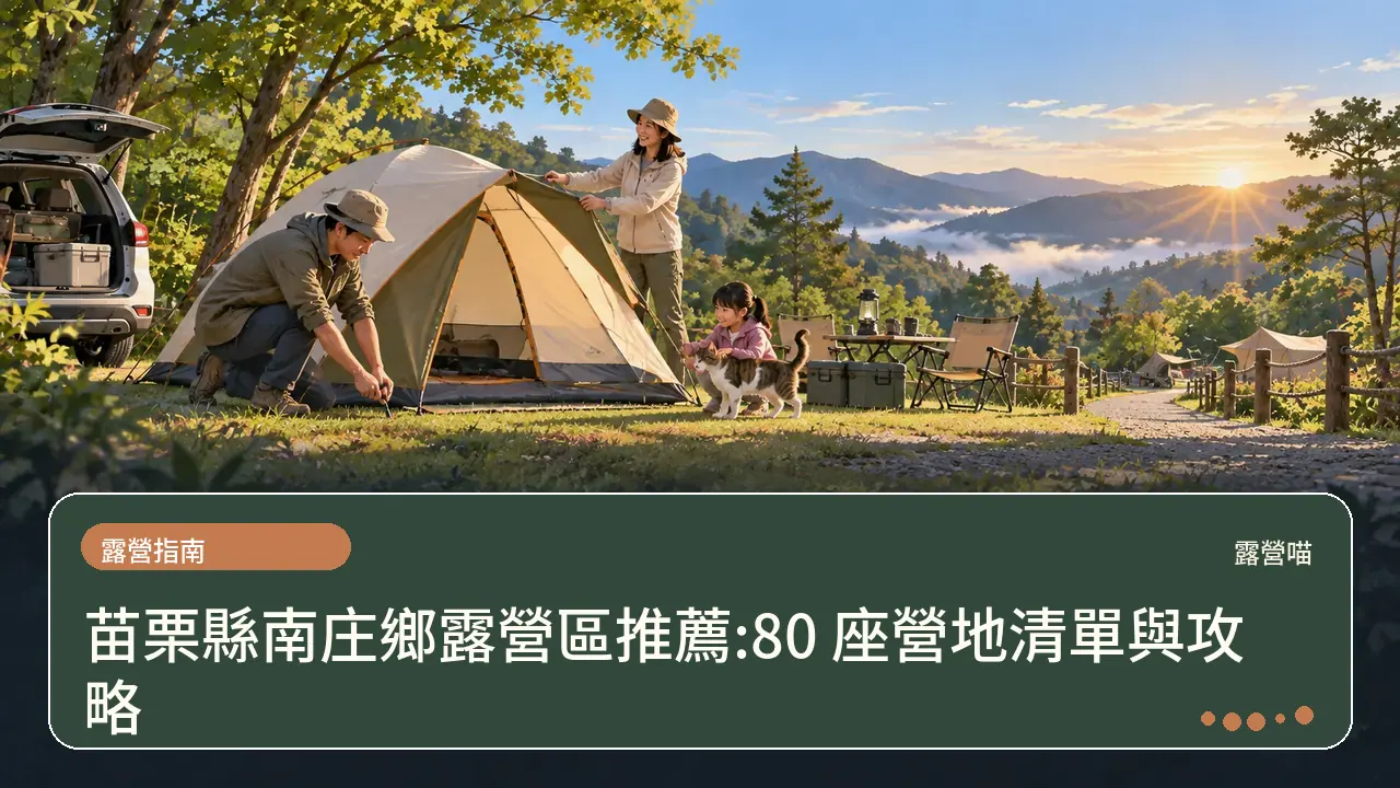 苗栗縣南庄鄉露營區推薦:80 座營地清單與攻略主題插畫
