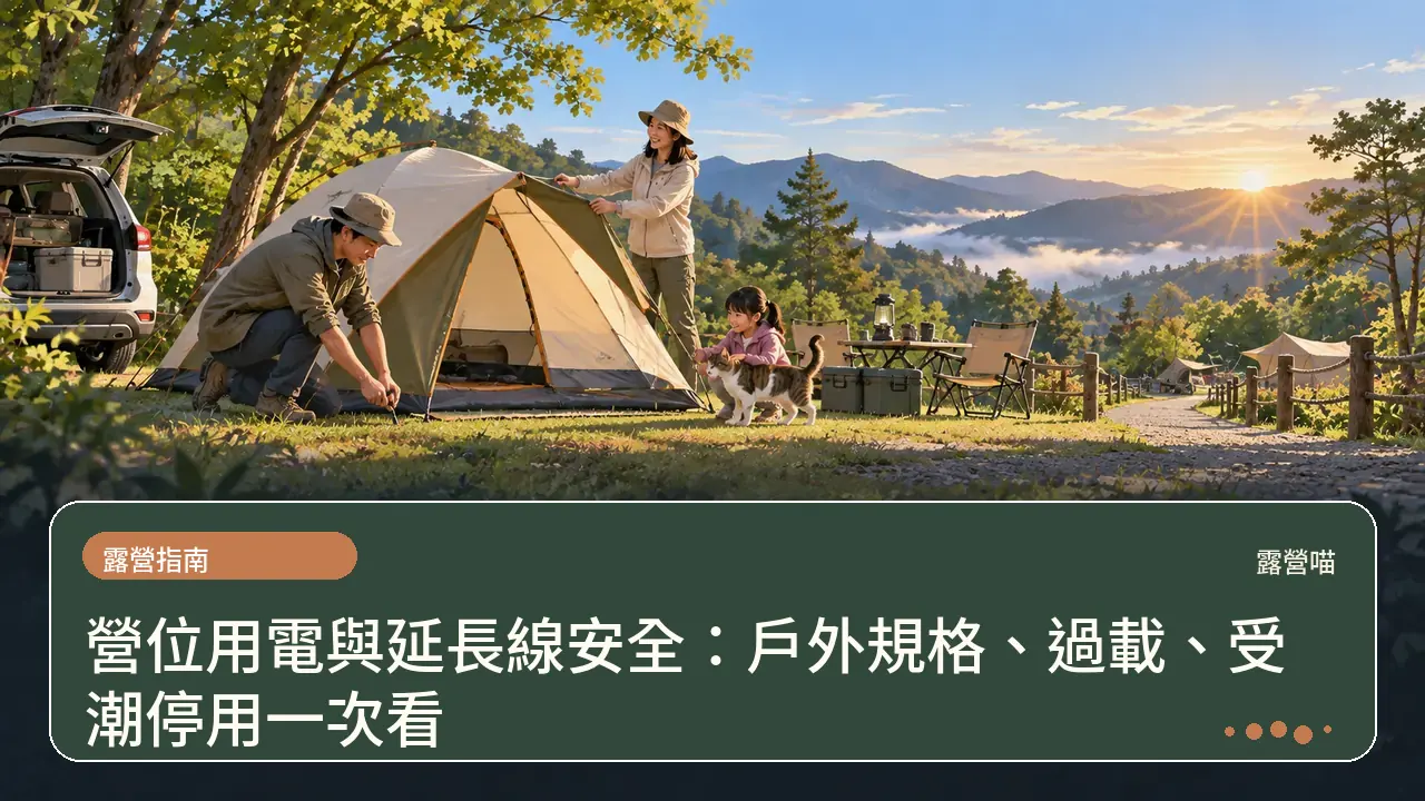 營位用電與延長線安全：戶外規格、過載、受潮停用一次看主題插畫