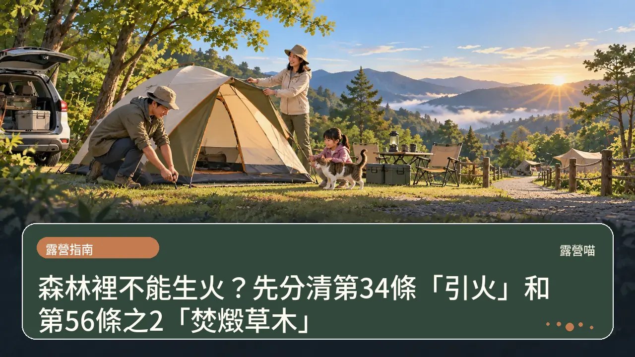 森林裡不能生火？先分清第34條「引火」和第56條之2「焚燬草木」主題插畫