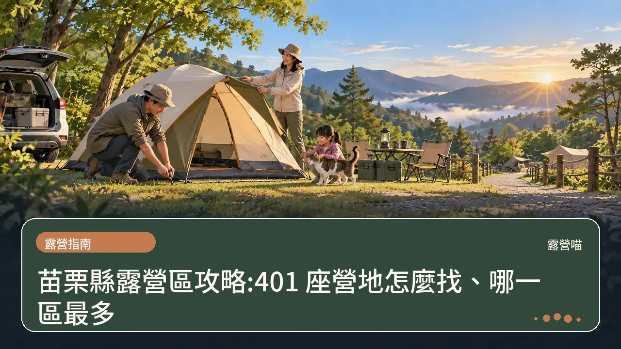 苗栗縣露營區攻略:401 座營地怎麼找、哪一區最多主題插畫