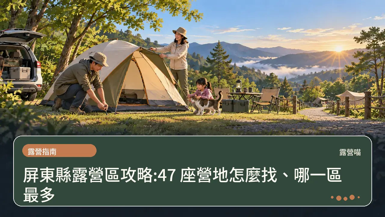 屏東縣露營區攻略:47 座營地怎麼找、哪一區最多主題插畫