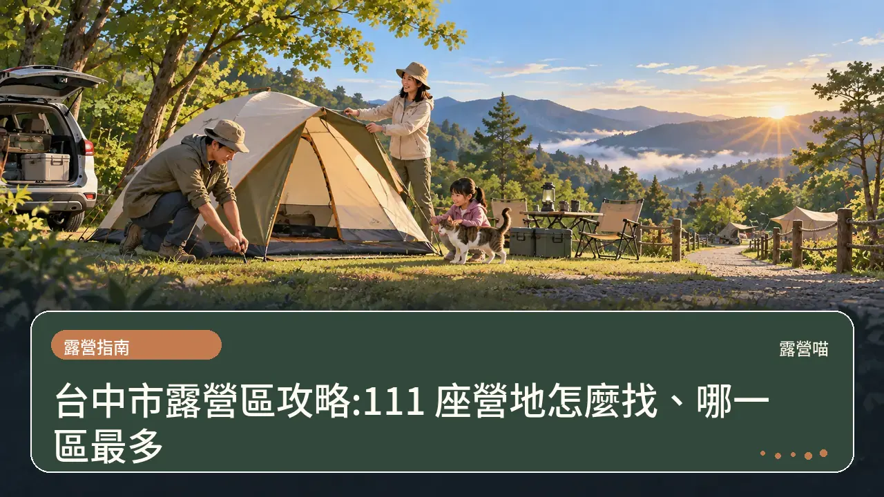 台中市露營區攻略:111 座營地怎麼找、哪一區最多主題插畫