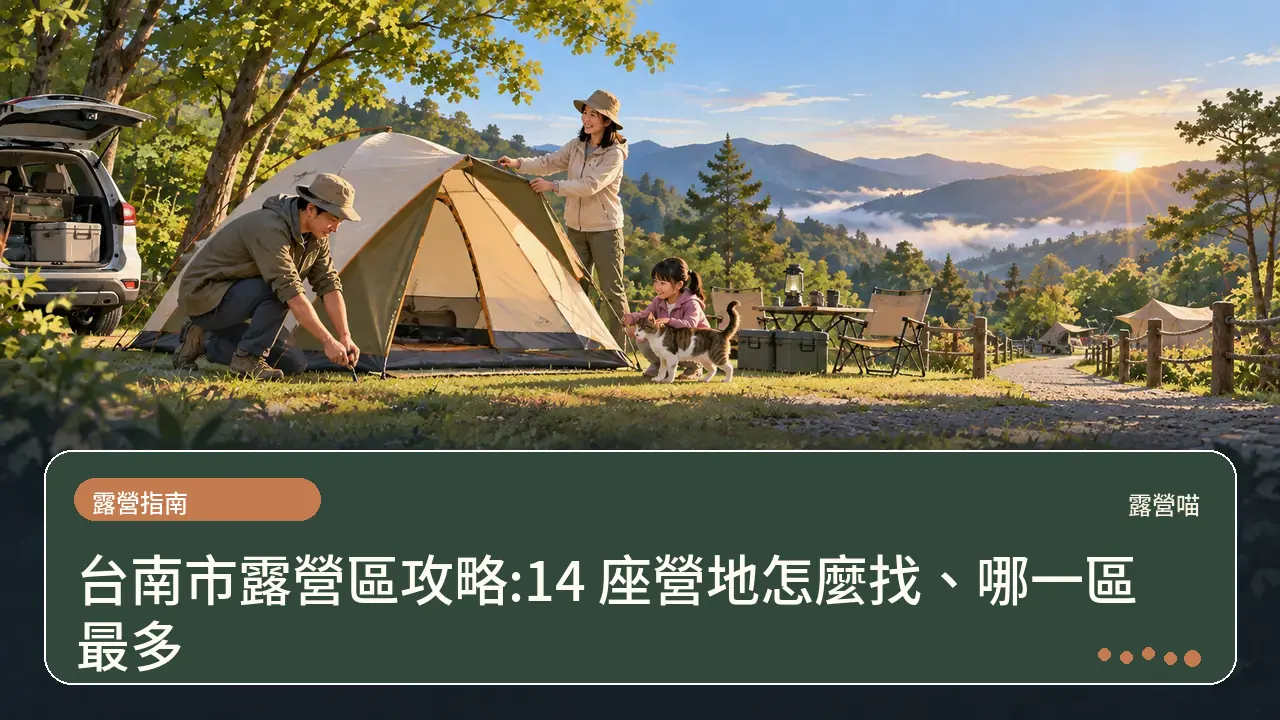 台南市露營區攻略:14 座營地怎麼找、哪一區最多主題插畫