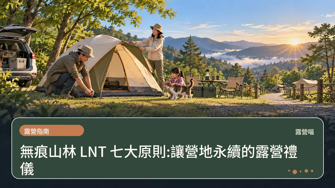 無痕山林 LNT 七大原則:讓營地永續的露營禮儀主題插畫