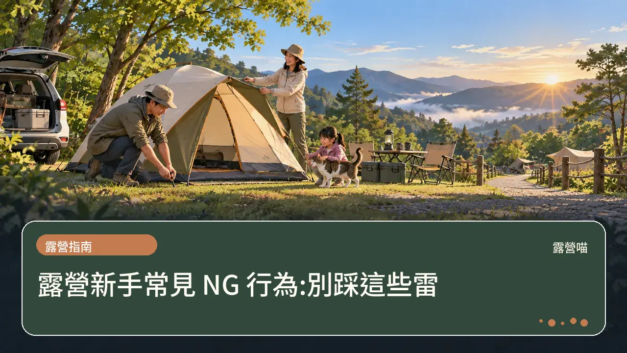 露營新手常見 NG 行為:別踩這些雷主題插畫