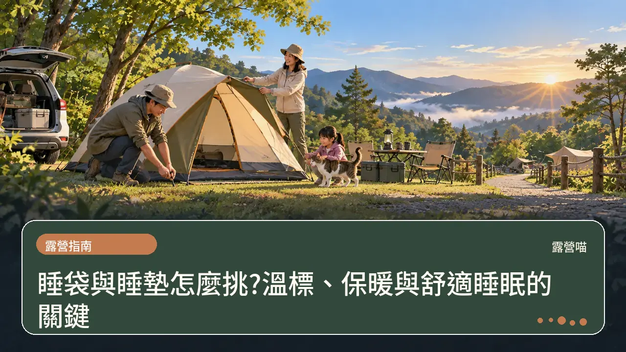 睡袋與睡墊怎麼挑?溫標、保暖與舒適睡眠的關鍵主題插畫