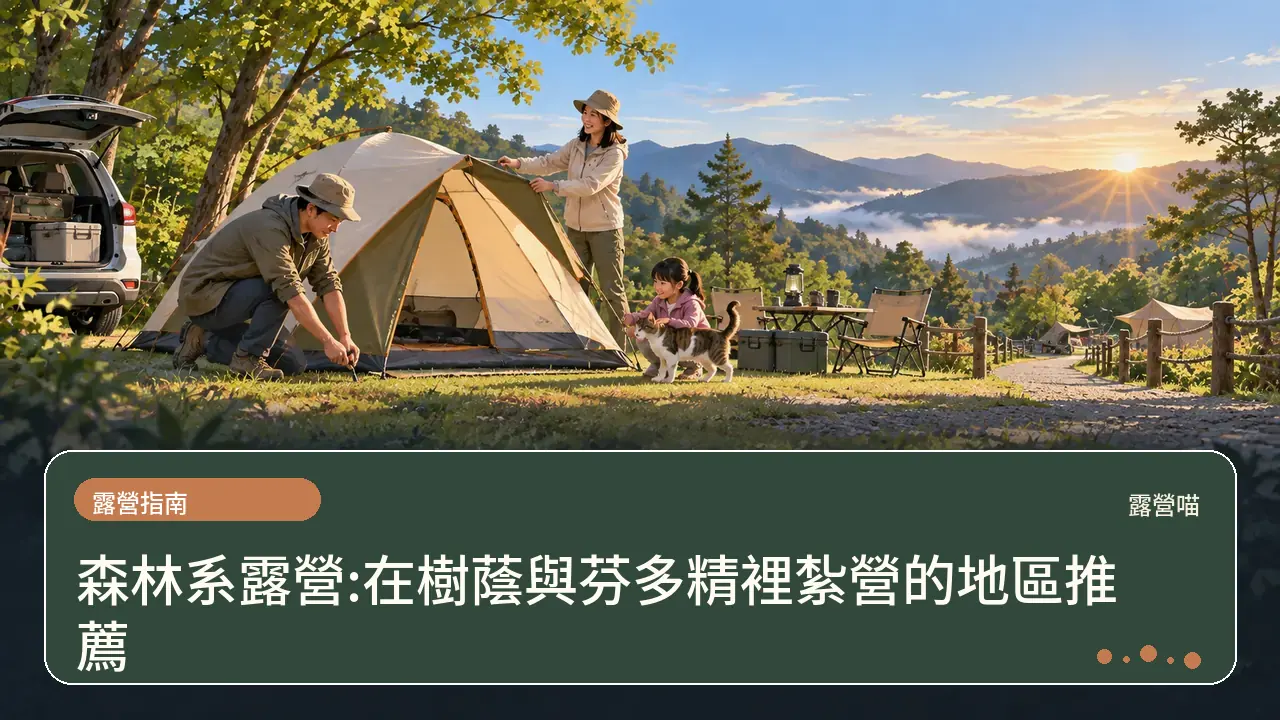 森林系露營:在樹蔭與芬多精裡紮營的地區推薦主題插畫