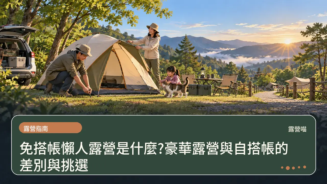 免搭帳懶人露營是什麼?豪華露營與自搭帳的差別與挑選主題插畫
