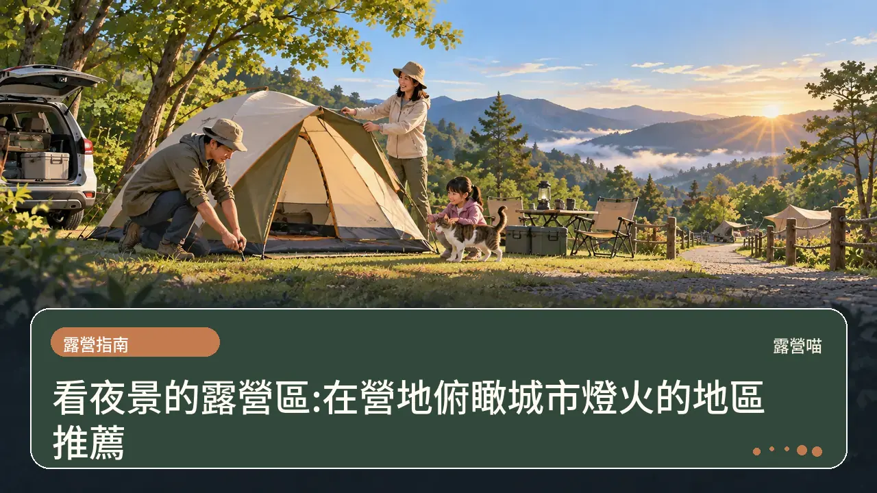 看夜景的露營區:在營地俯瞰城市燈火的地區推薦主題插畫