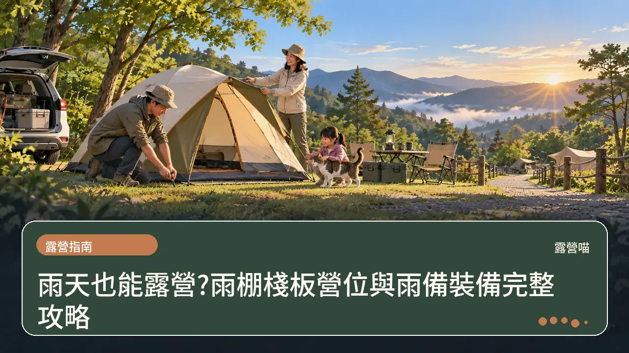 雨天也能露營?雨棚棧板營位與雨備裝備完整攻略主題插畫