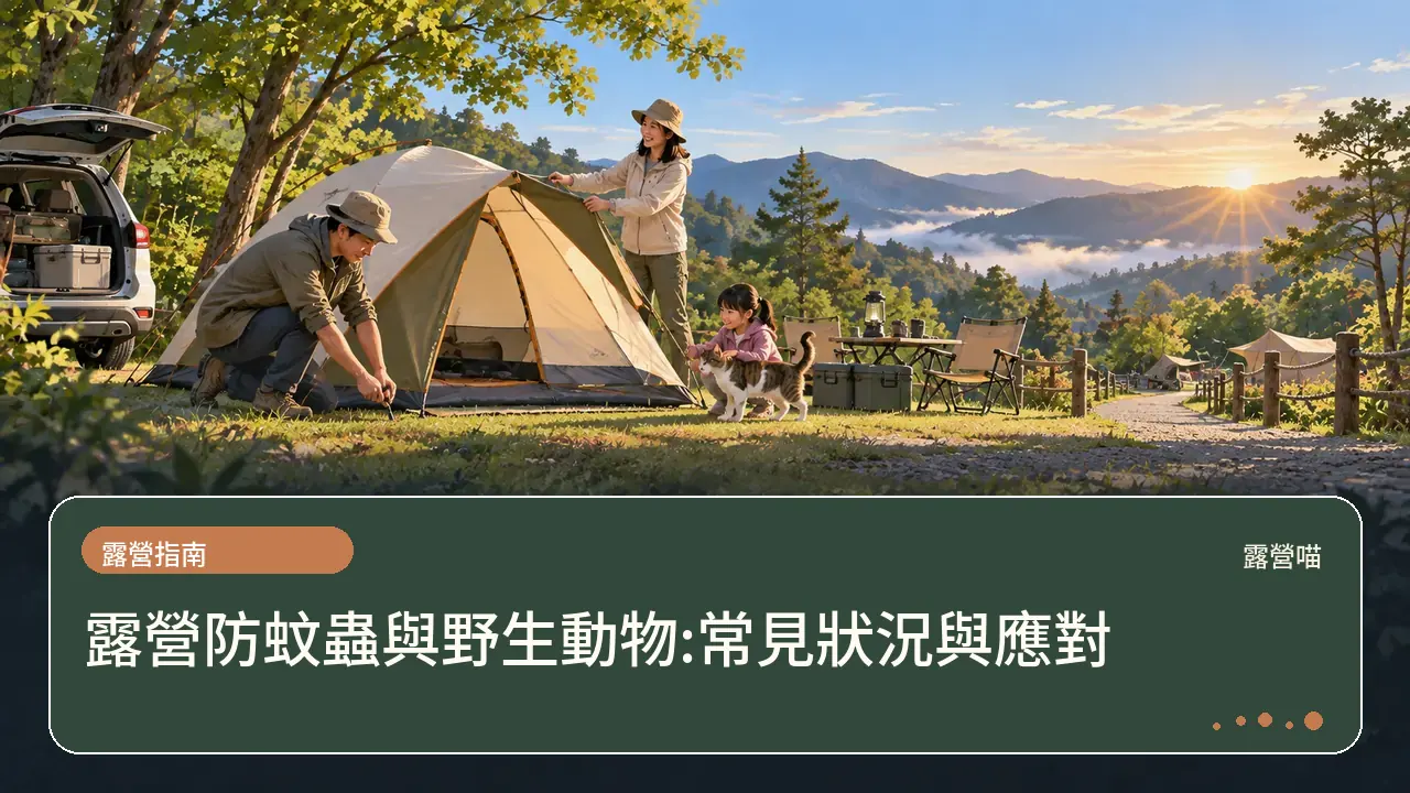 露營防蚊蟲與野生動物:常見狀況與應對主題插畫